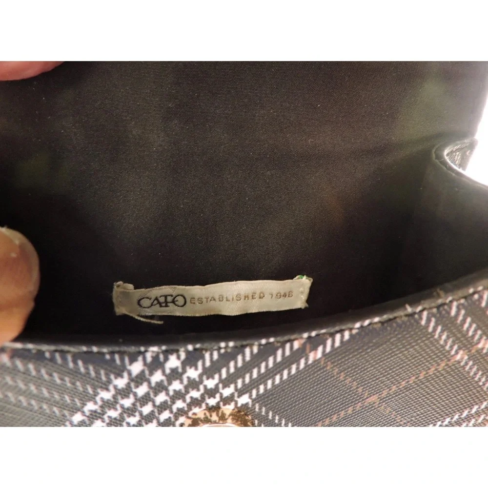 Cato Black Plaid Crossbody Phone Bag with Gold Hardware